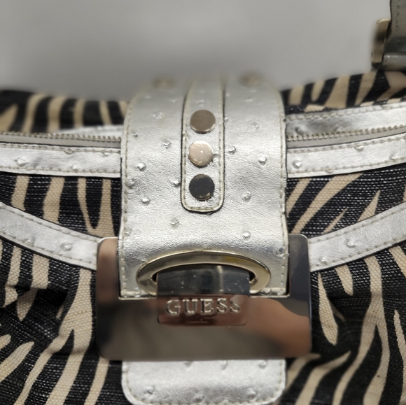 Guess by Marciano Silver Metallic Canvas Tote - Picture 2 of 10